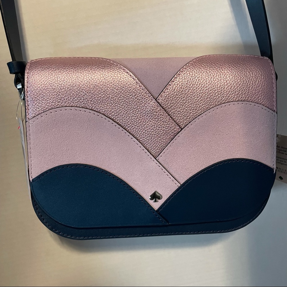 New With Tags Lavender Purple and Navy and Metallic Kate Spade Cross Body Purse